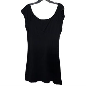 Theory Women's Black Scoop Neck Short Sleeve Bodycon Mini Dress Size L/G